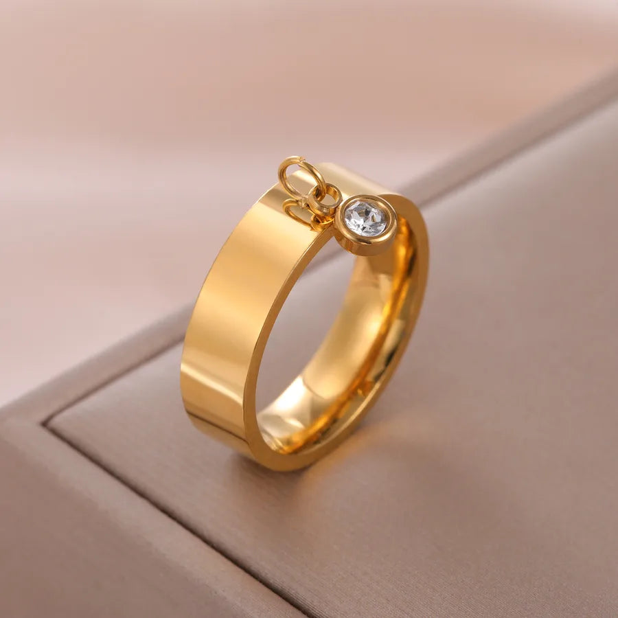 18K Gold Plated Stainless Steel Diamond Ring