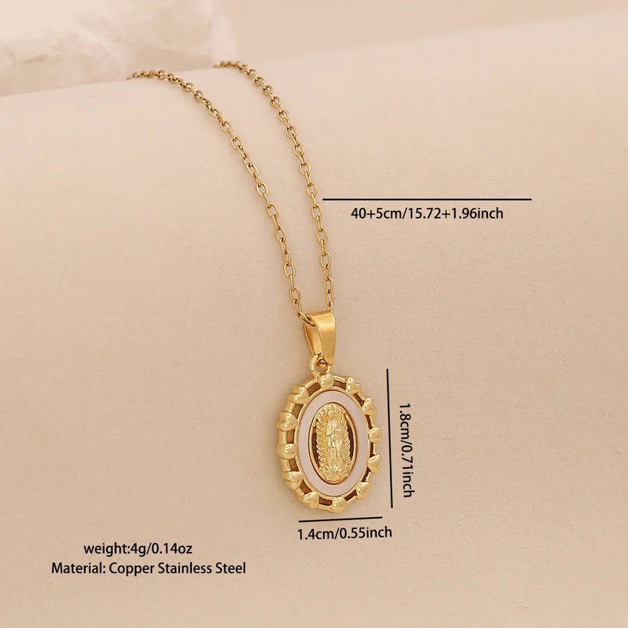 18K Gold Plated Cross & Butterfly Pendant Necklace Average Size Gold 8#Our Lady