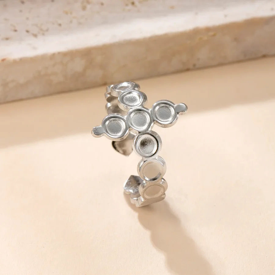 Stainless Steel Star & Moon Open Ring Average Size YYJZ342S