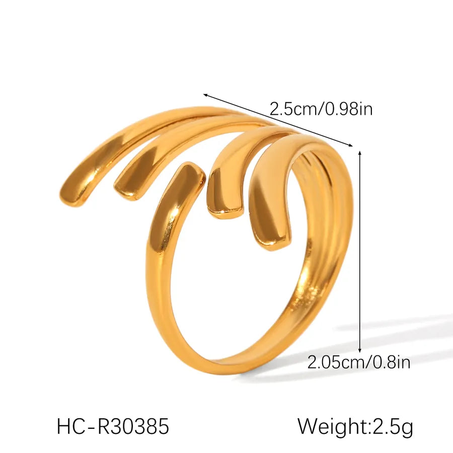 18K Gold PVD Coated Irregular Open Ring HC-R30385