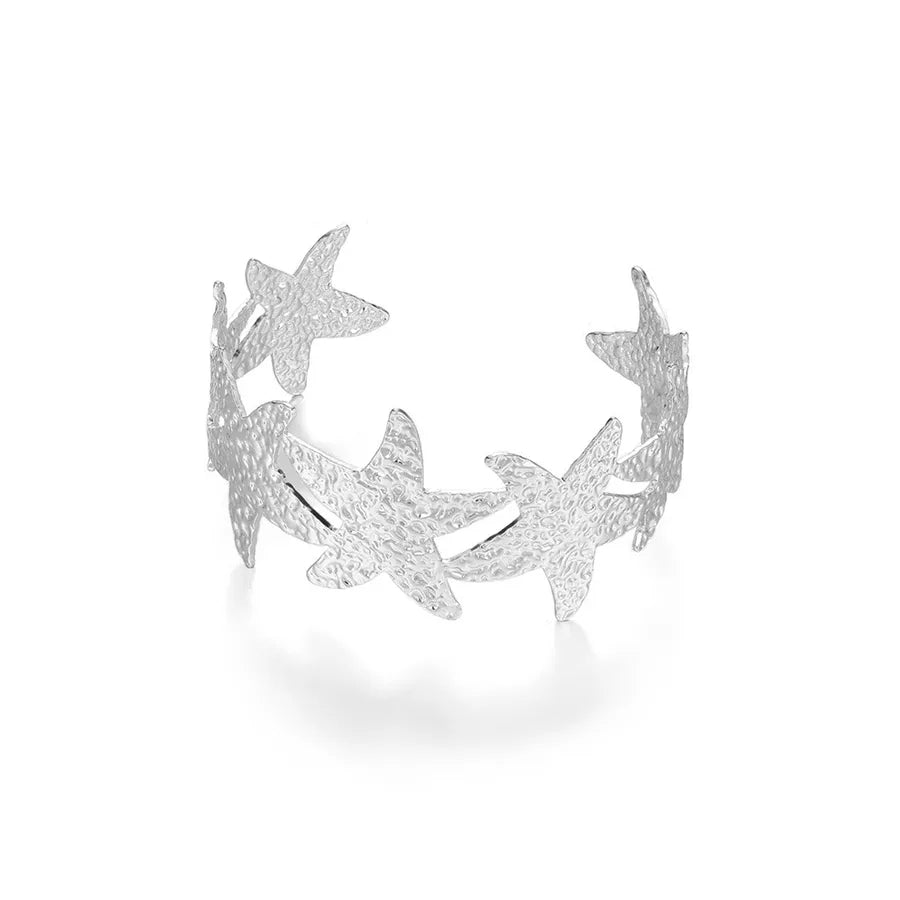 Geometric Butterfly & Flower Open Bangle Bracelet