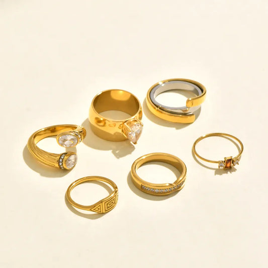 Gold Plated Zircon Letter Ring – Dual Tone