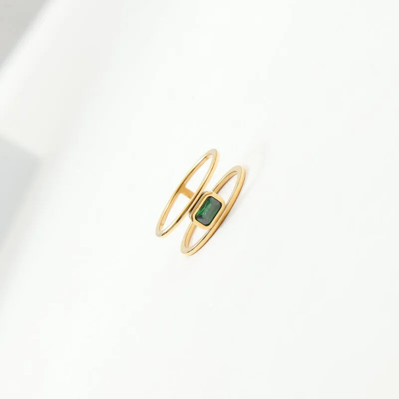 Green Zircon Geometric Ring in 18K Gold
