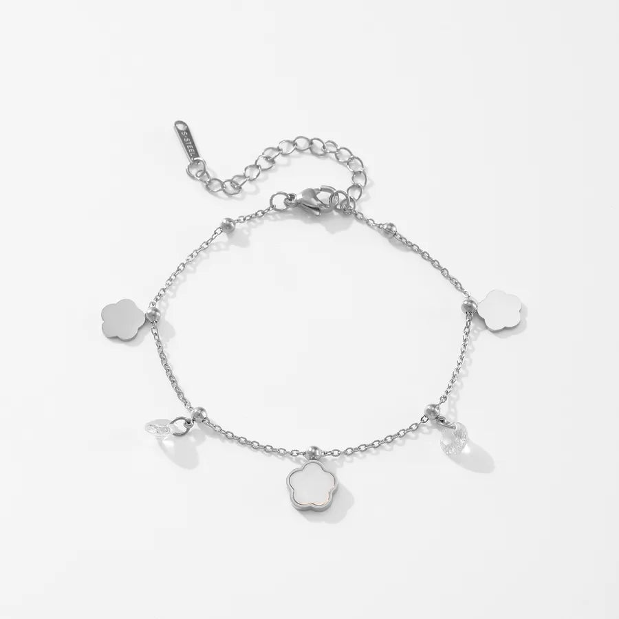 Gold & Silver Clover Bracelet for Women Silver