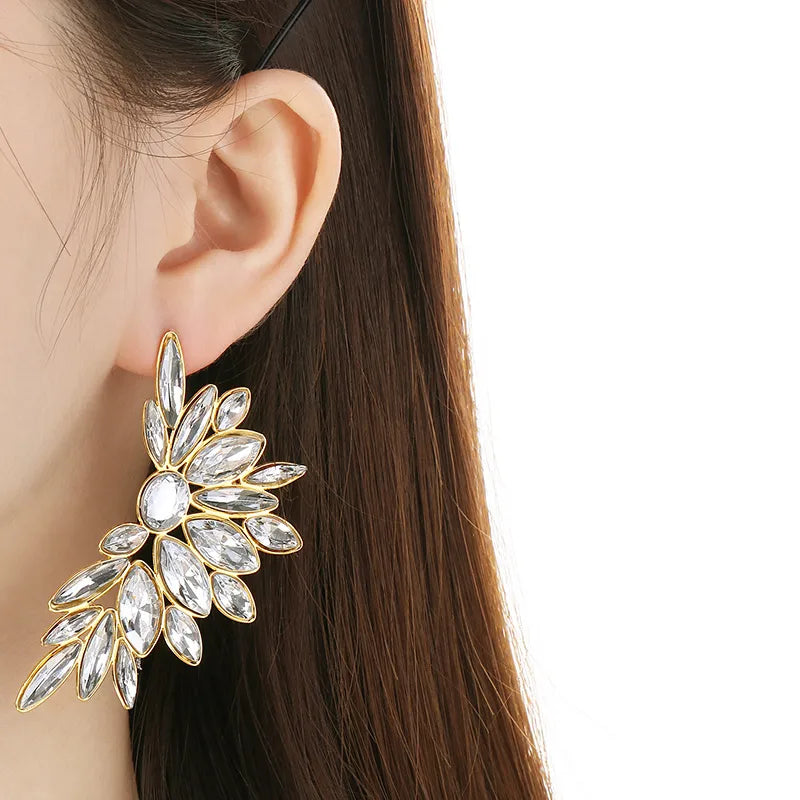 Gold Geometric Floral Drop Earrings