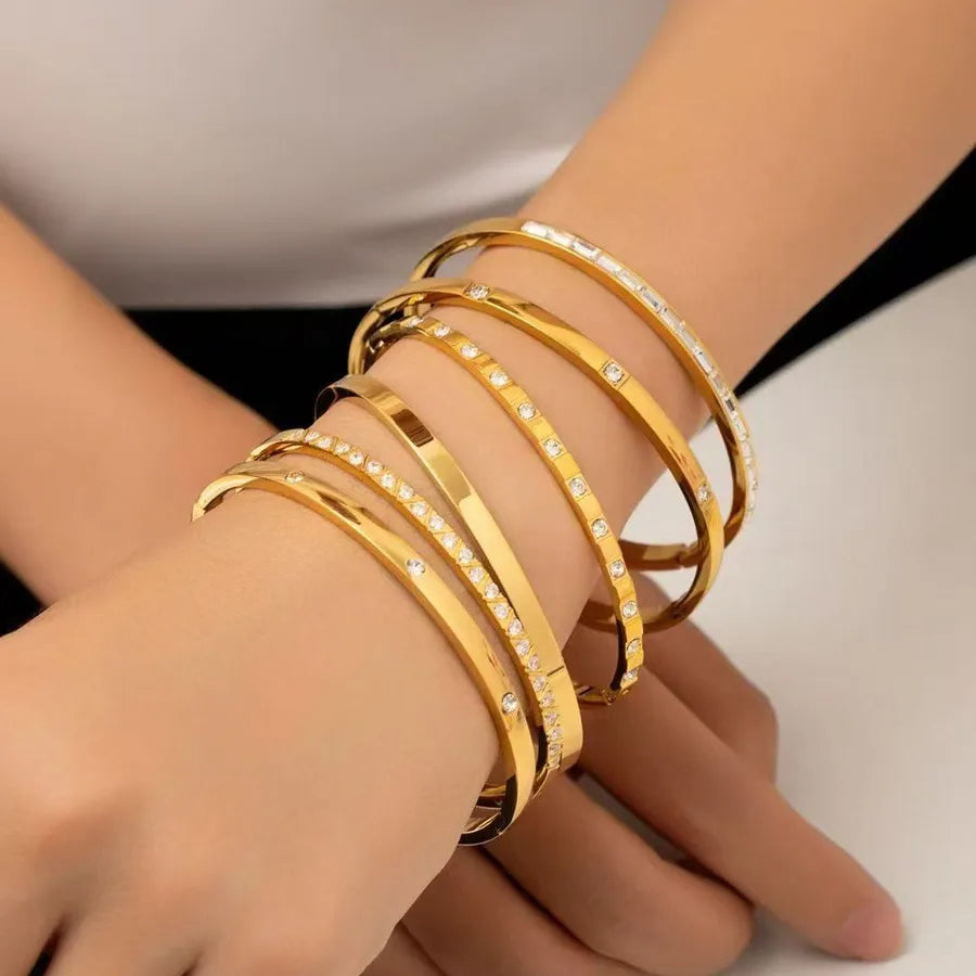 Vintage Zircon Titanium Steel Women's Bracelet