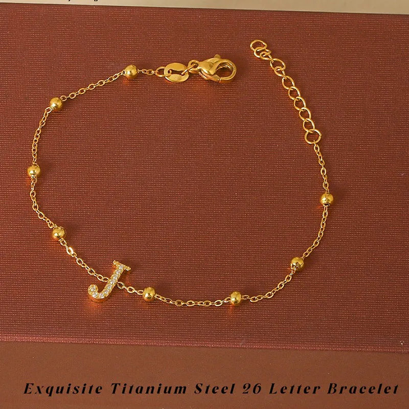 Elegant Letter Bracelet in 304 Stainless Steel Gold Letter [J] Bracelet B0021JG
