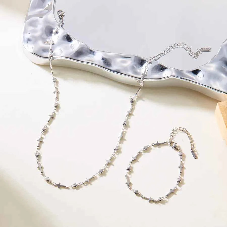 Stainless Steel Cross Pendant Bracelet Necklace