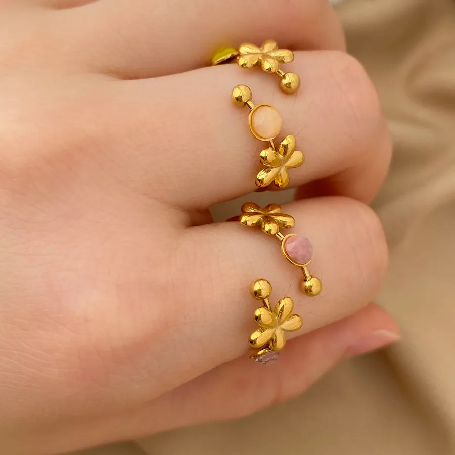Gold Plated Flower Open Ring for Women