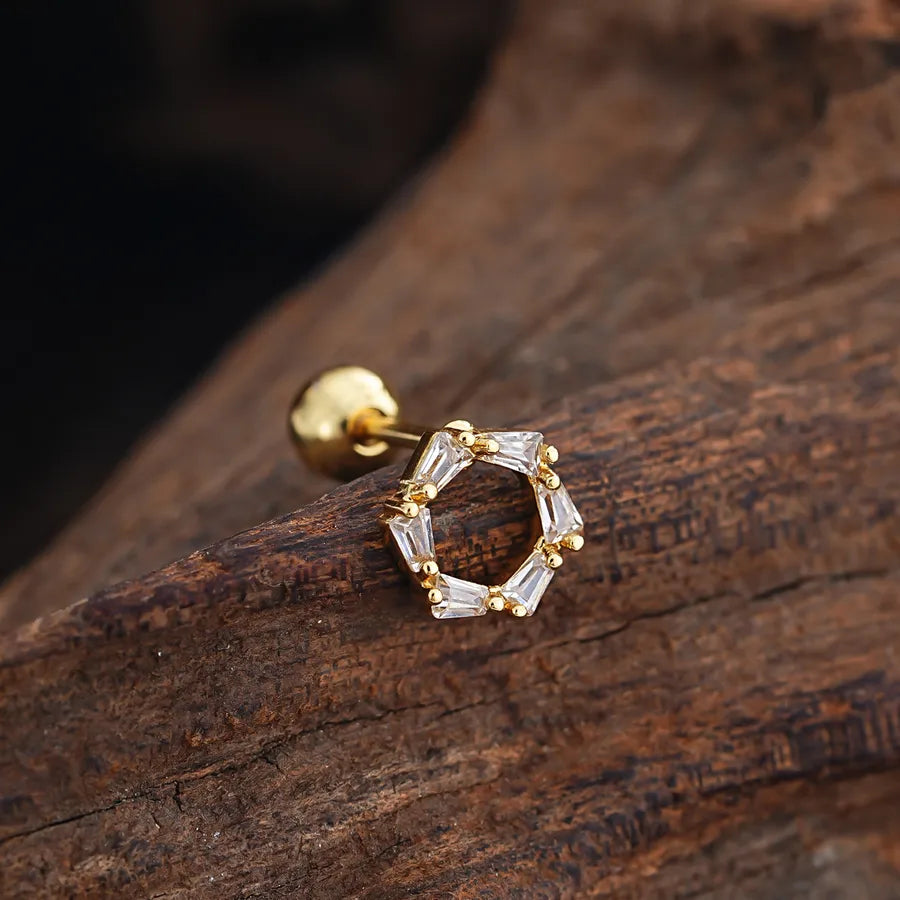 Stainless Steel Zirconia Stud Earrings 3456 Gold Ear Studs