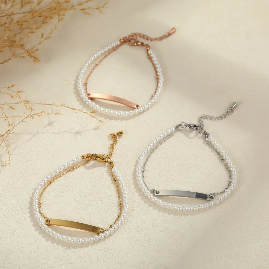 Personalized Pearl Gold Bracelet for Women