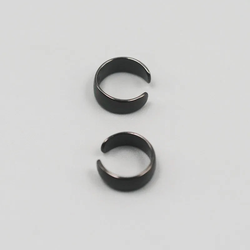 Unisex Titanium Steel Ear Cuffs – Retro U-Shape X381-B (C-shaped Ear Clip) Black Pair Basic style