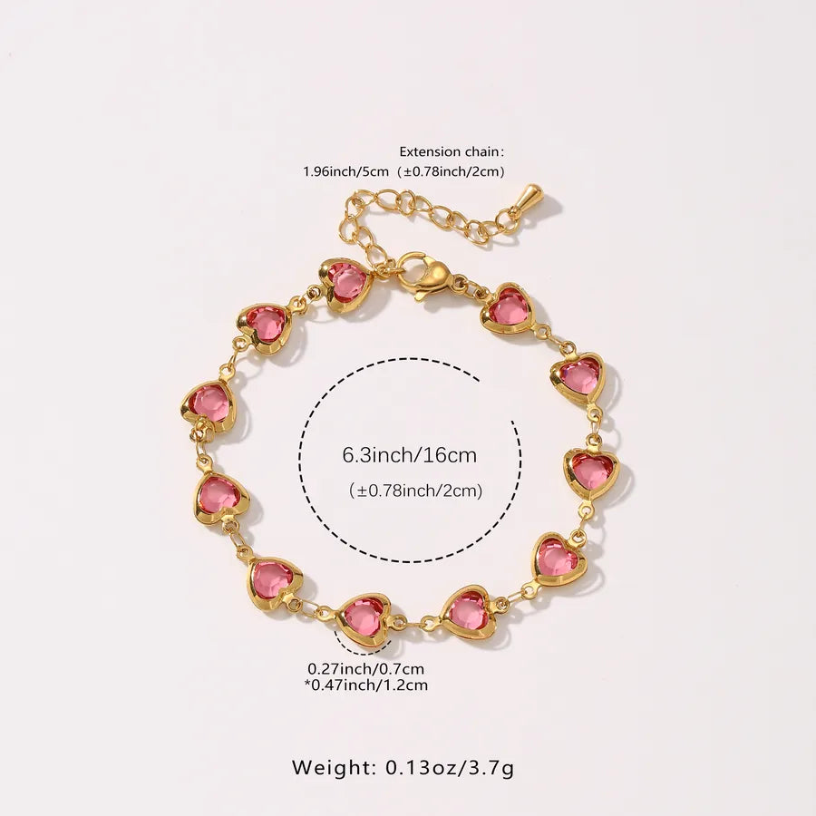 Gold Heart Bracelet with Crystal Accent