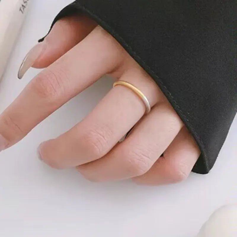 18K Gold Two-Tone Titanium Steel Geometric Ring