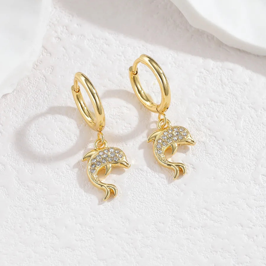 Starfish & Shell Diamond Stainless Steel Earrings