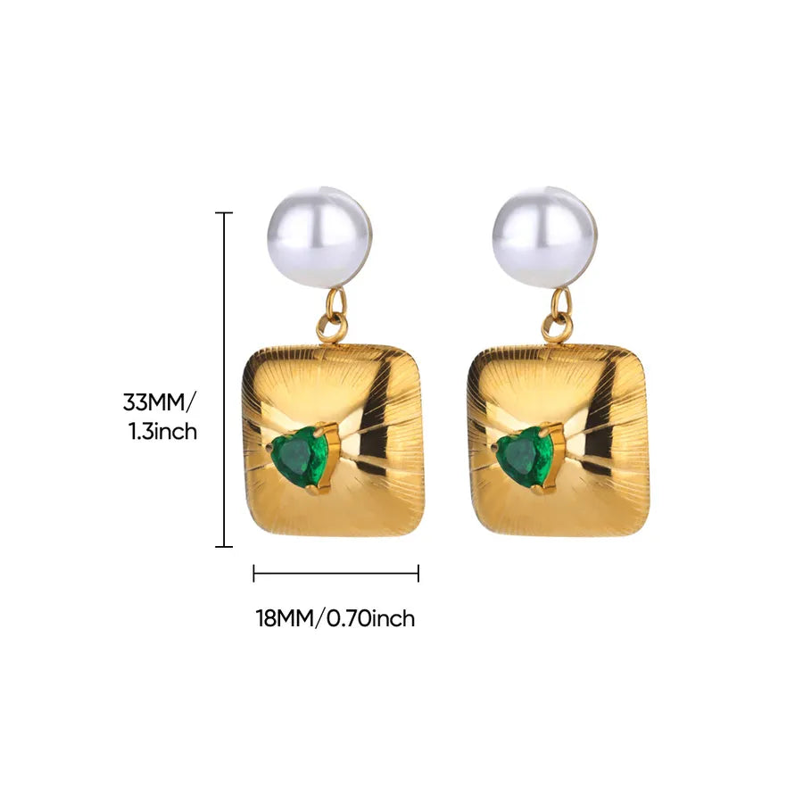 Colorful Pearl & Zircon Stud Earrings – 18K Gold 23