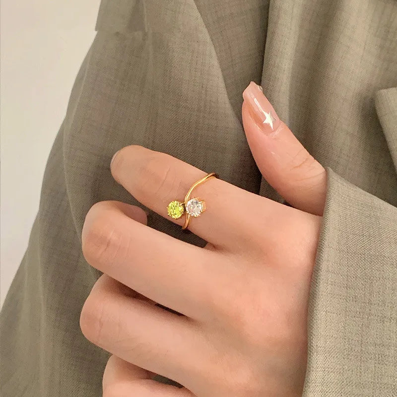 Gold Geometric Zirconia Stackable Ring