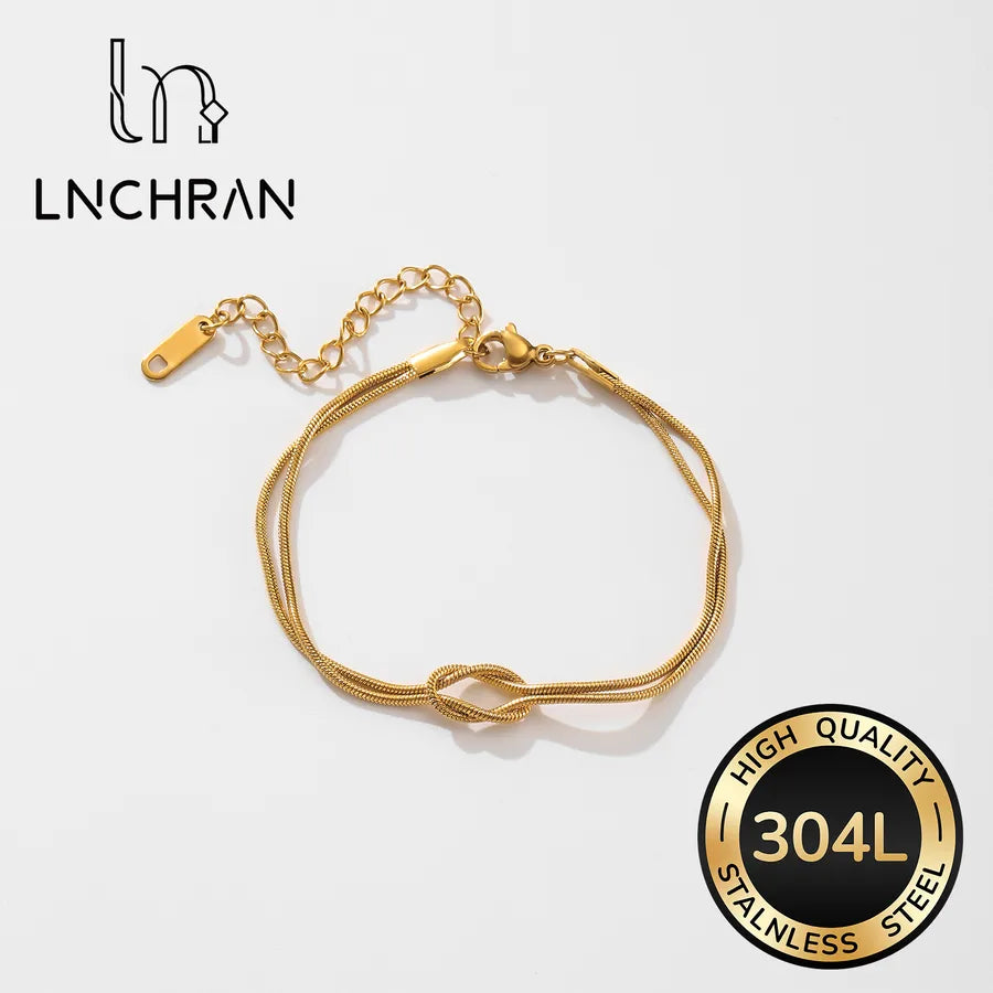 Gold Knot Stainless Steel Bracelet for Women