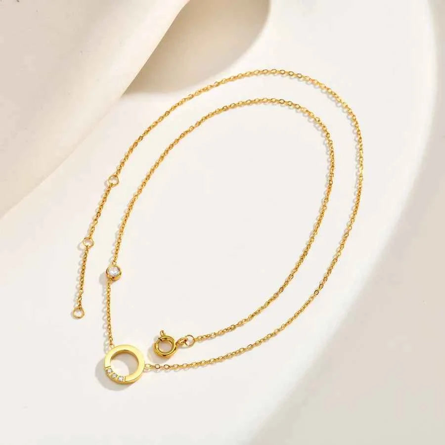 Geometric Zircon Necklace – 18K Gold Plated Steel