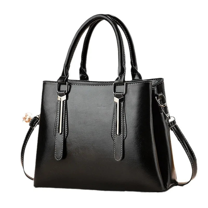 Large PU Leather Square Tote Handbag