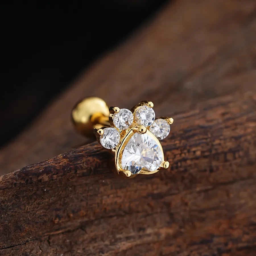 Stainless Steel Zirconia Stud Earrings 3447 Gold Ear Studs