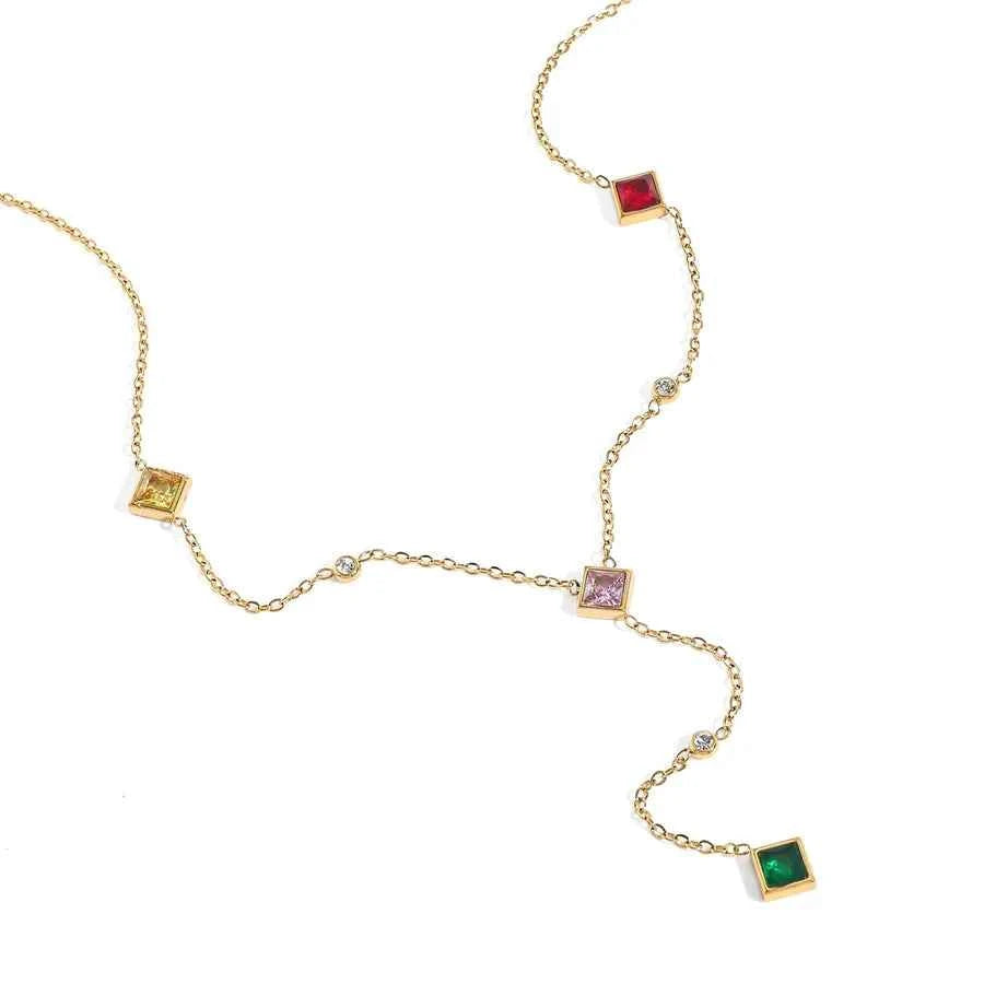 18K Gold Plated Geometric Zircon Necklace