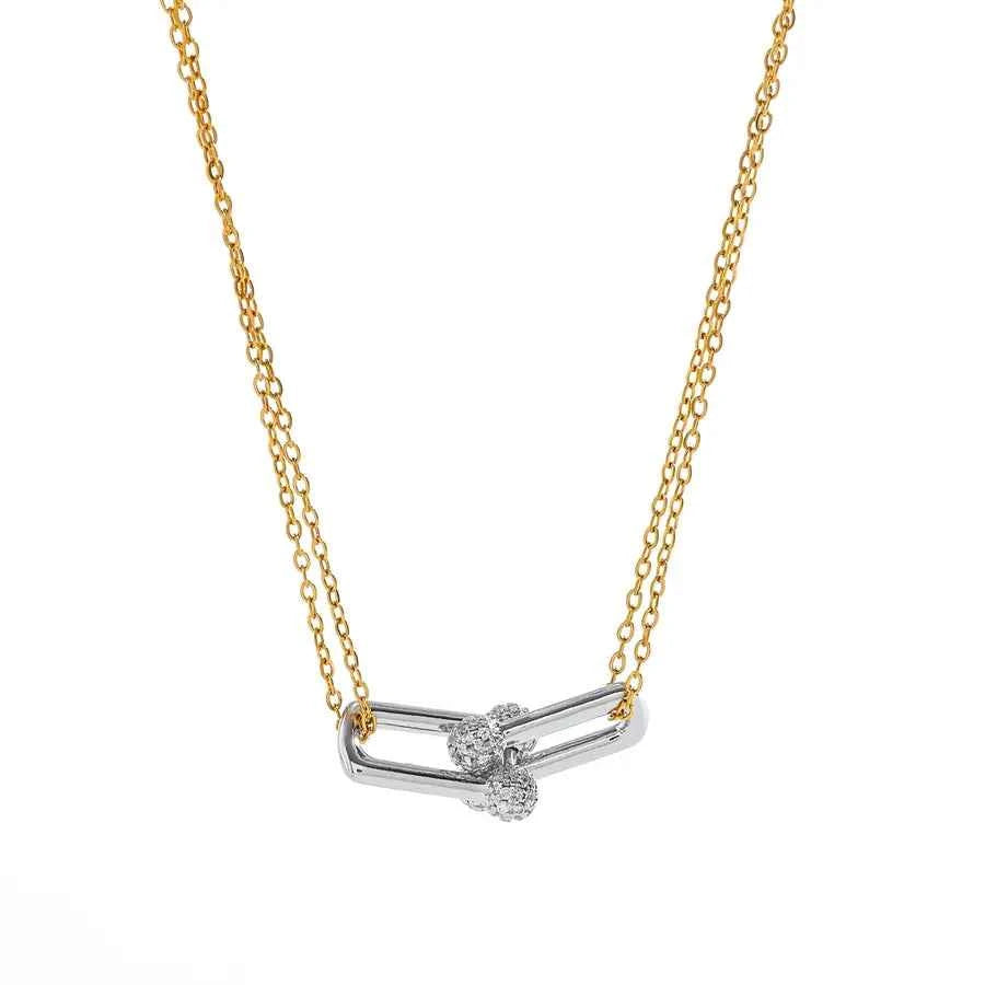 18K Gold Plated U-Shaped Zircon Necklace