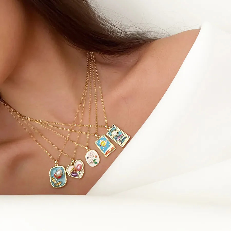 Floral Freshwater Pearl Pendant Necklace