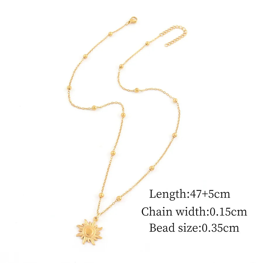 Gold Sun Pendant Stainless Steel Necklace Gold Style1