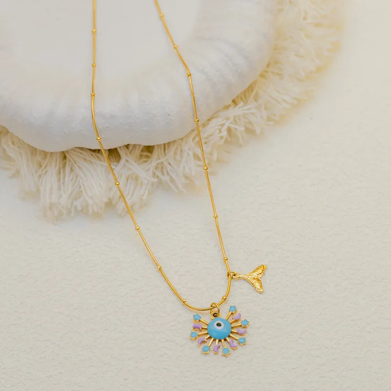 Blue Evil Eye Stainless Steel Necklace