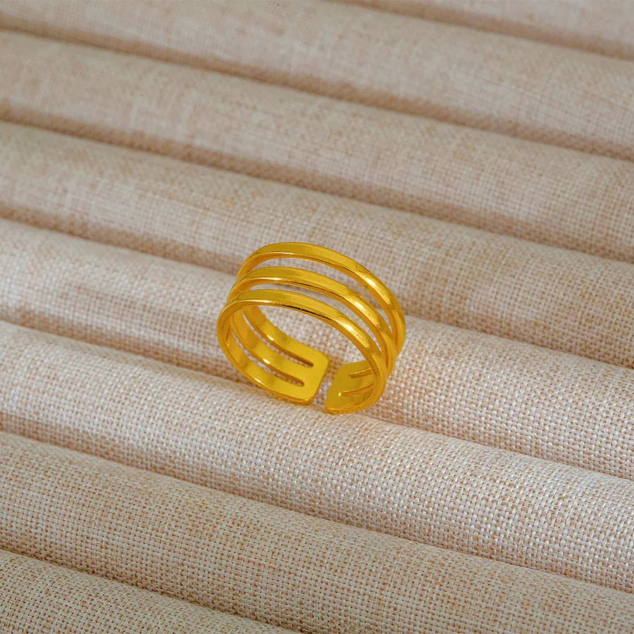 Adjustable 18K Gold Stainless Steel Ring 37