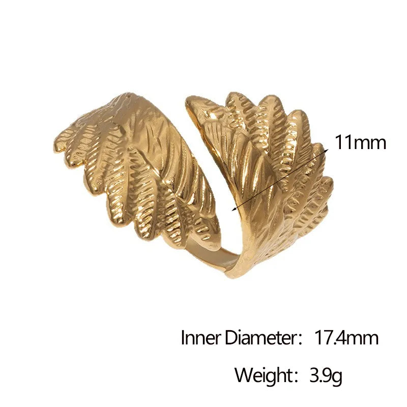 Gold Plated Wing Stainless Steel Ring for Women Rings Gold