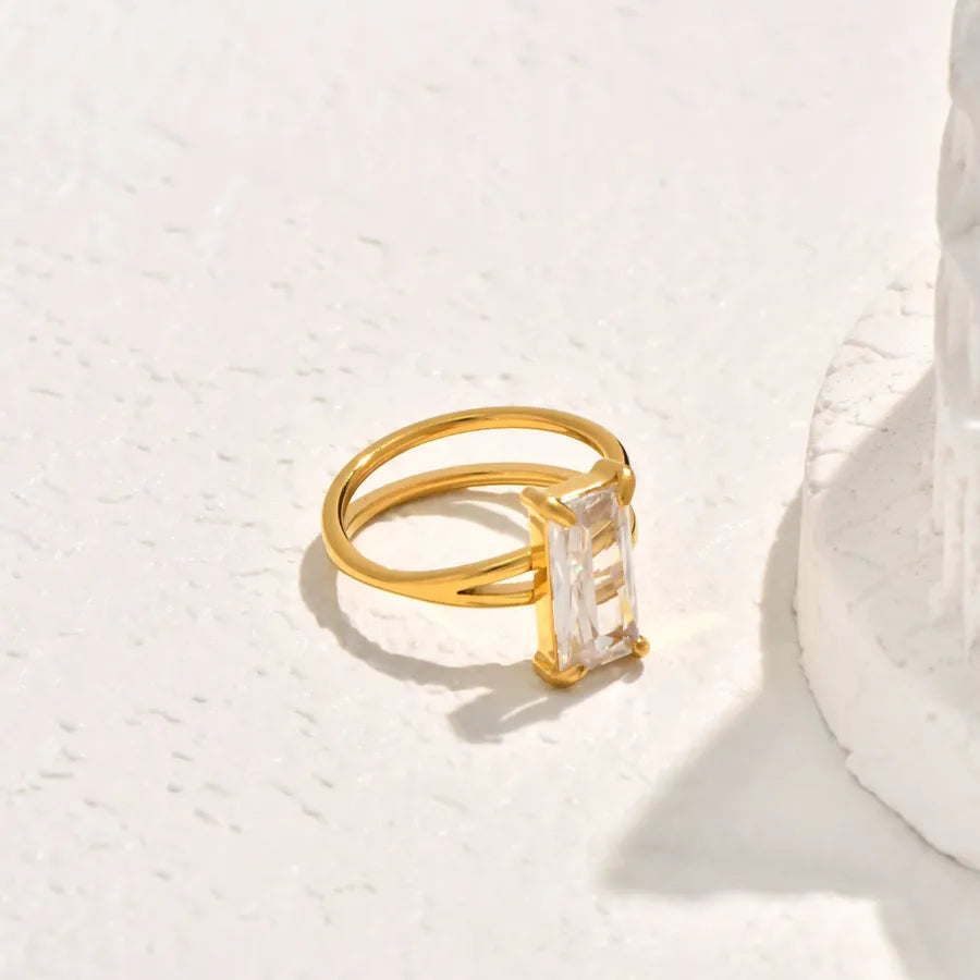 Gold & Silver Geometric Zircon Ring 5772601