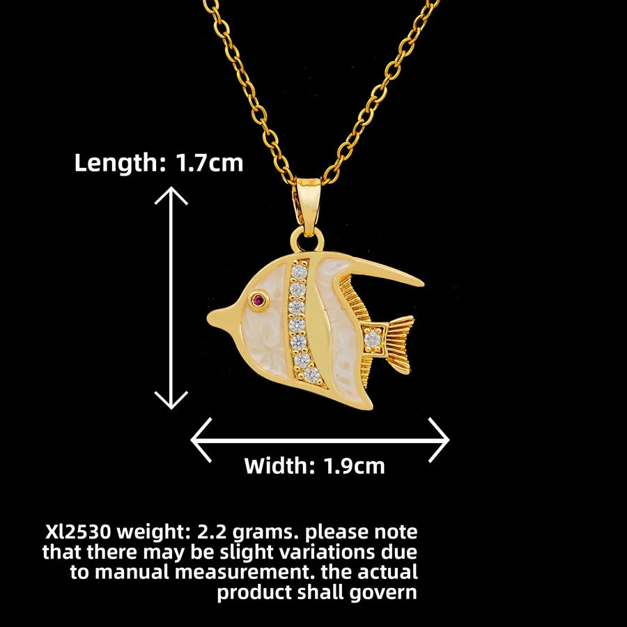 Butterfly & Whale Couple Pendant Necklace XL2530 Prosperity Necklace Gold Drip Oil White