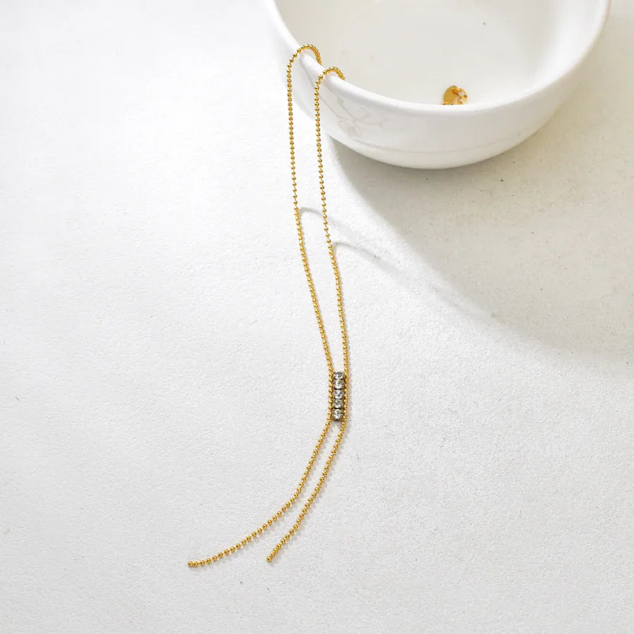 18K Gold Plated Claw Diamond Y Necklace