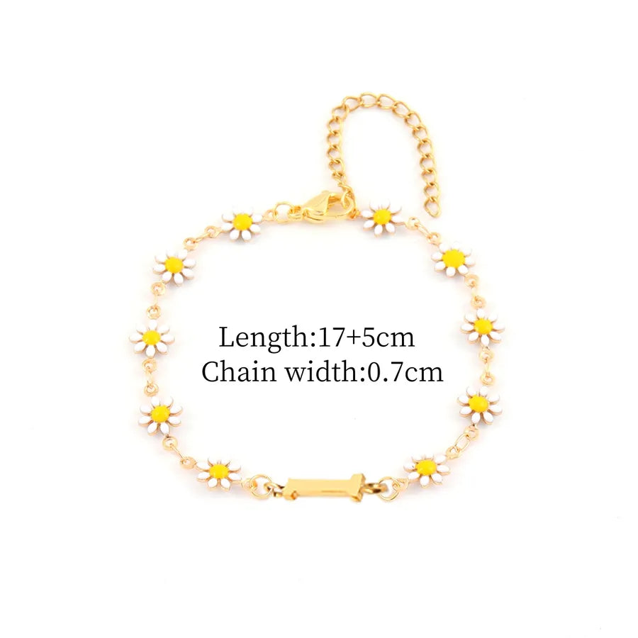 Gold Daisy Chain Bracelet for Women Gold I