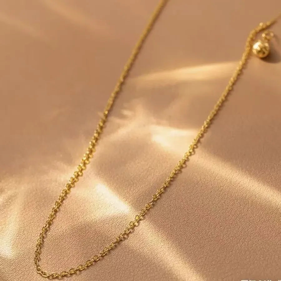Women's Titanium Steel Box Chain Pendant Necklace O-shaped Chain Necklace - Gold