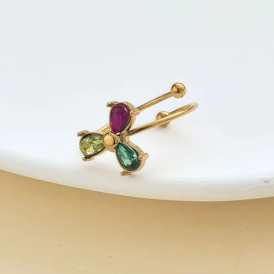 Zircon Heart & Flower Stainless Steel Ring JZ-25-09-020