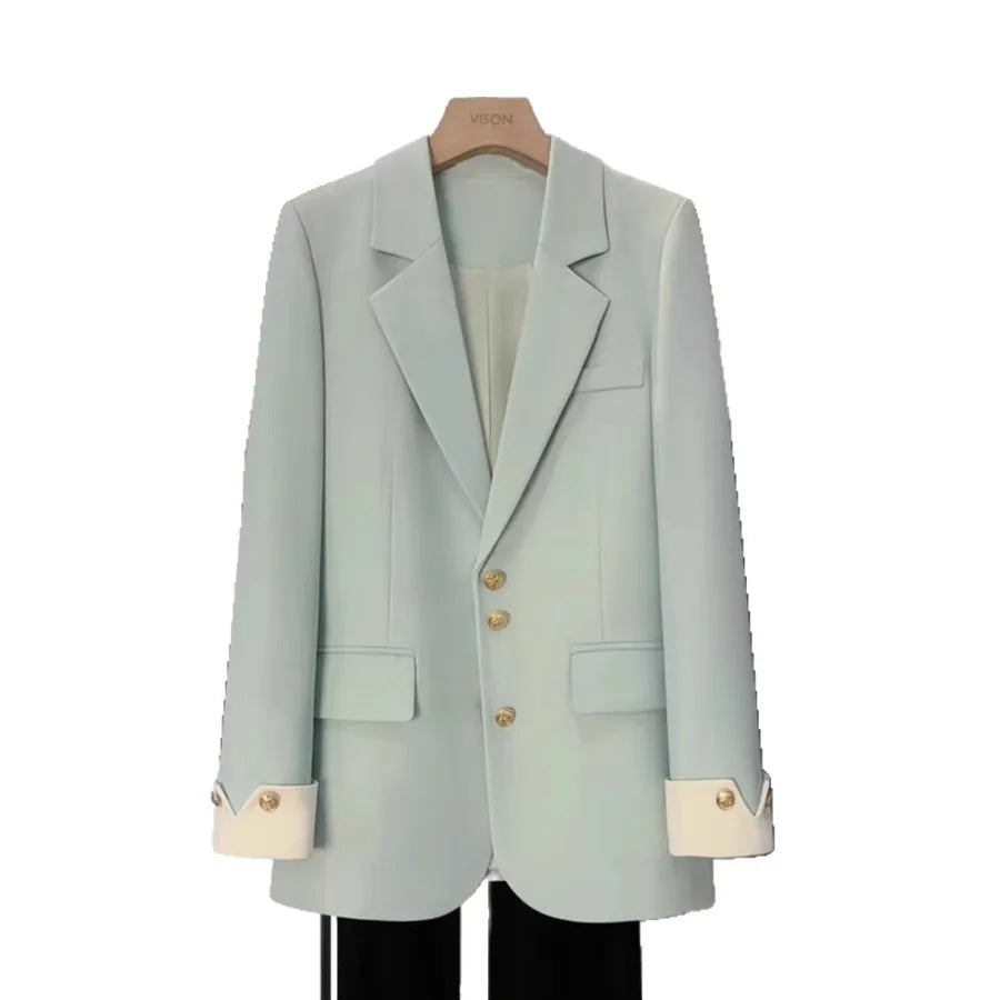 Women's Patchwork Sleeve Blazer - British Style