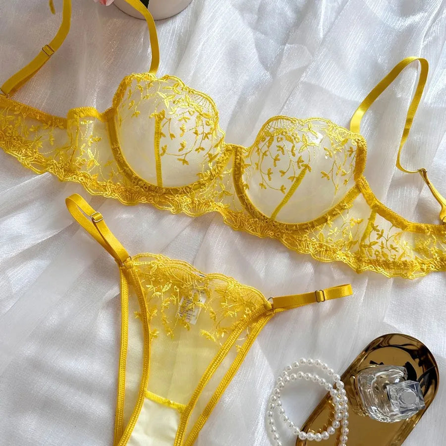 Women's Sheer Floral Lingerie Set