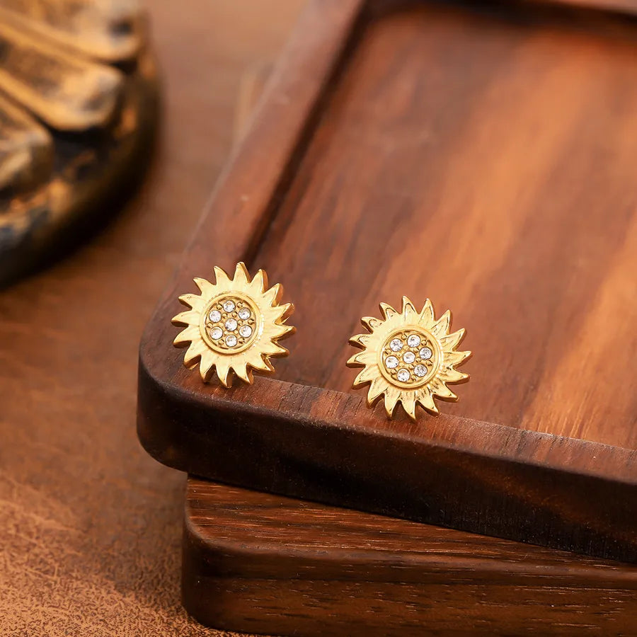 Vintage Sunflower Half Stud Earrings 13#【E1612-A】-Single Earring