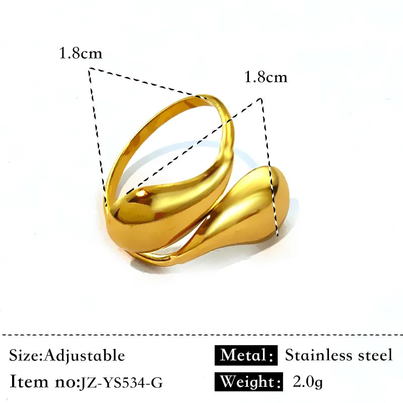 18K Gold Geometric Twist Stainless Steel Ring Gold JZ-YS534