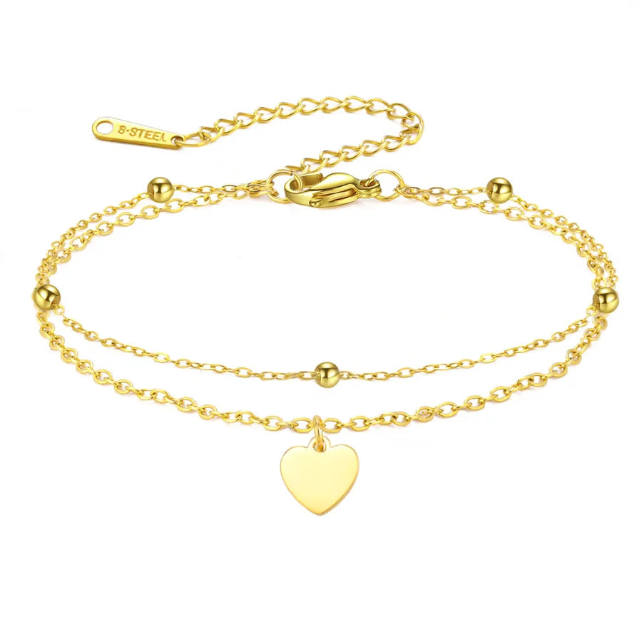 Minimalist Gold Cross Heart Bracelet Gold Love-Double Layer Chain