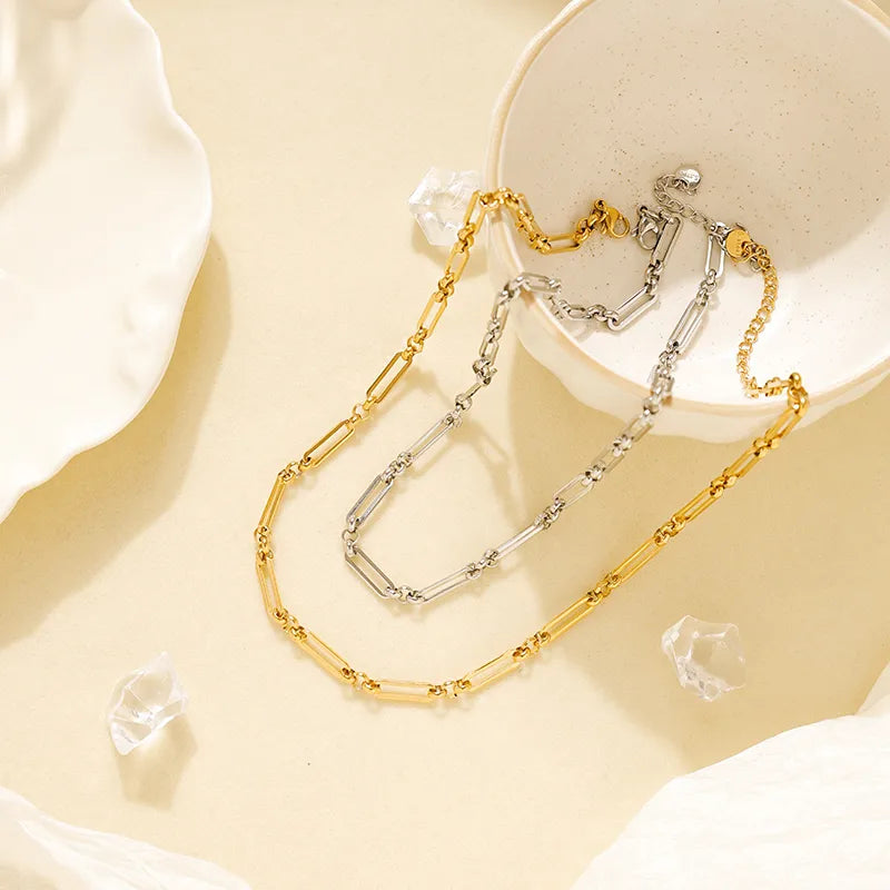 Unisex Gold & Steel Stainless Steel Chain Necklace