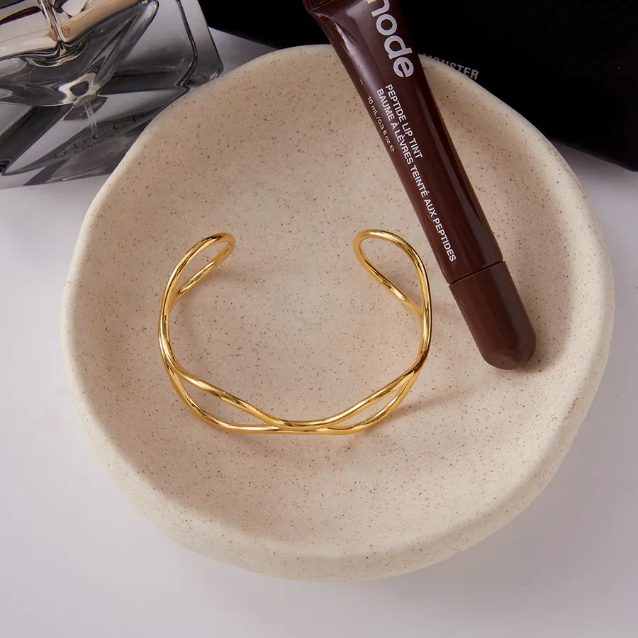 Gold Double Layer Open Bangle Bracelet