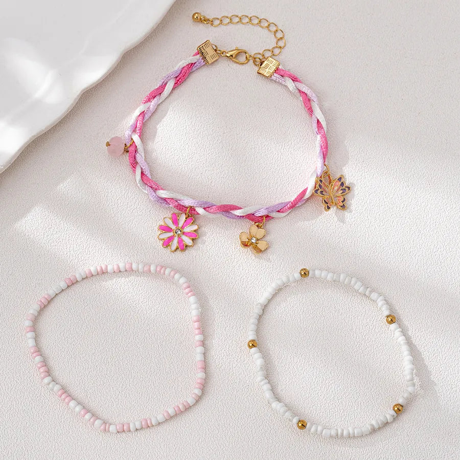 Boho Beaded Flower Bracelets Set – 3pcs