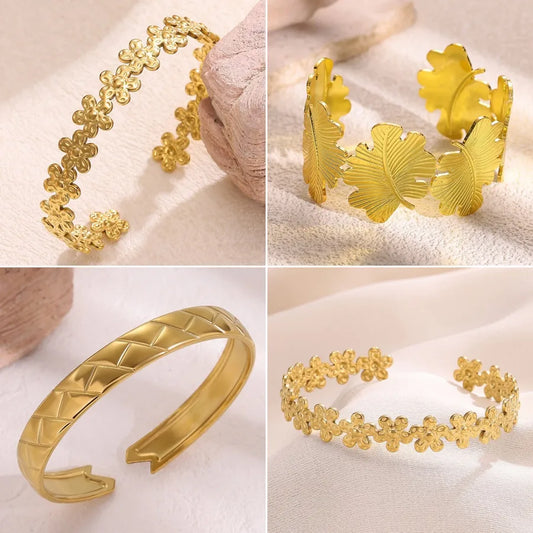 Retro Geometric Stainless Steel Bangle