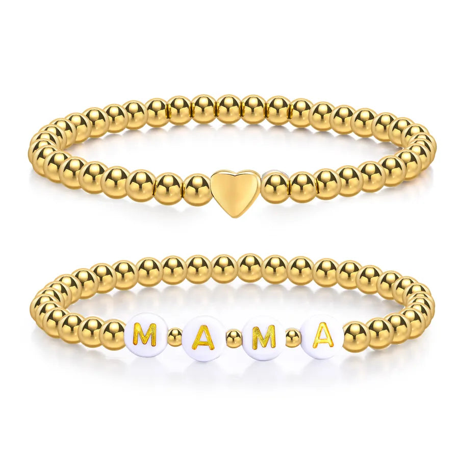 Gold Plated Heart Letter Bead Bracelet Set