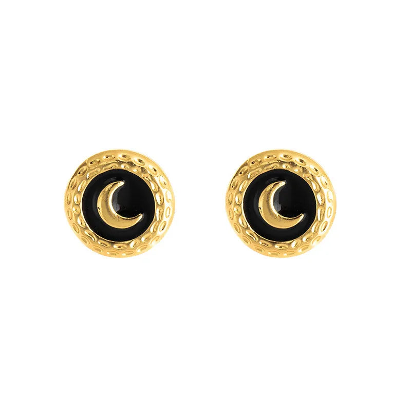 Moon Drop Titanium Stud Earrings