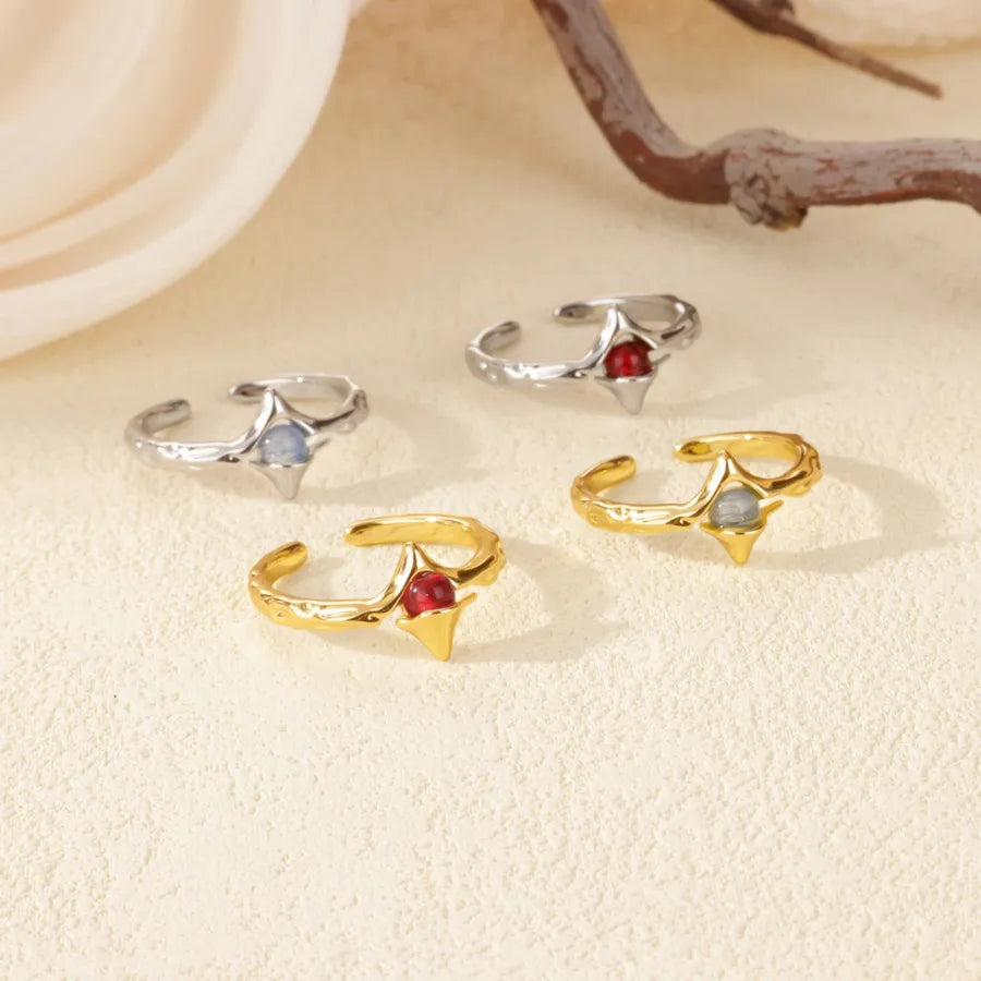 Gold Plated Geometric Zircon Open Ring